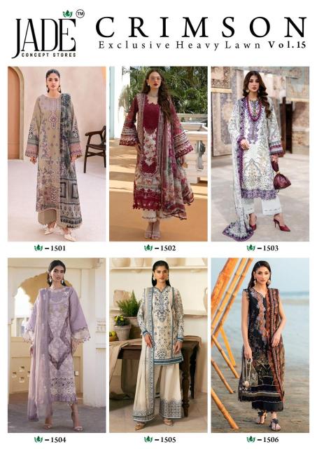 Jade crimson vol-15 karachi wholesale punjabi dress materials  - wholesale export